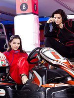 Lesbian girlfriends get turned on while racing with gokarts