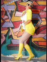 Yellow sexy dress on a slut