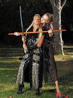 Samurai Girls Sucking On Swords