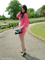 This horny stiletto girl looks amazing in her high heels and pink dress