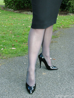 Black high heels and black stockings are always a treat