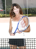 Athletic and mature Rose works her pussy out after playing tennis