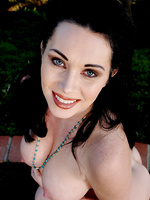 Stunning RayVeness spreads her 38 year old pussy wide in the yard