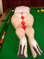 39 year old brunette Amber L has a bunch of fun on the pool table