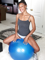 30 year old ebony MILF Jayden from AllOver30 does a naked workout