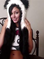 Freaky Catie Minx is a bad little panda bear finger banging herself to orgasm