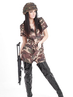 Hot babe Cath is armed and ready for action in her army outfit and shiny black leather boots