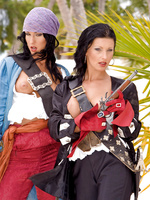 Pirate ladies having great group sex outdoors