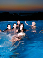 Eight babes in heat dive in the swimming pool