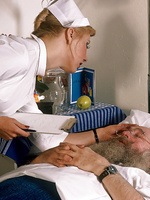 Classic blond nurse seduces horny old patient