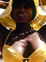 Amazing Ebony in bikini sexy posing outdoor