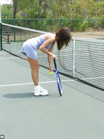 HotWifeRio flashing her panties and big tits while playing tennis