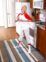 Felicity wearing baseball clothes she's hot and naked on kitchen