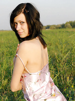 Sweet teen holly reveals her luscious body in the open field
