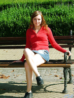 Sexy teen beth walks thru the park and stops at a few shops just hanging out