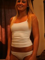 April gets ready for bed in her tiny white tank and skimpy white panties