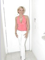Sexy Naughty Milf Wife In White Jeans Stripping Down