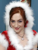 Sweet and sexy redhead schoolgirl gets fucked in her holiday outfit