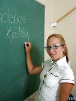 A sweet innocent blonde student gets filled with cock by her coach