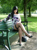 Horny Nicola loves being outdoors in her high heels