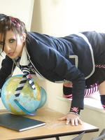 Busty schoolgirl Amy Alexandra in colored socks pictures