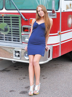 Kiera gets naked on a fire truck